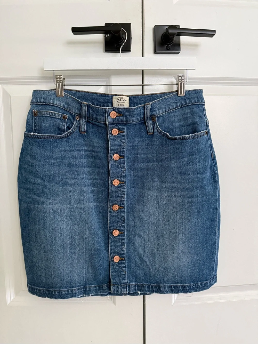 J. Crew Medium Blue Button-Front Denim Mini Skirt